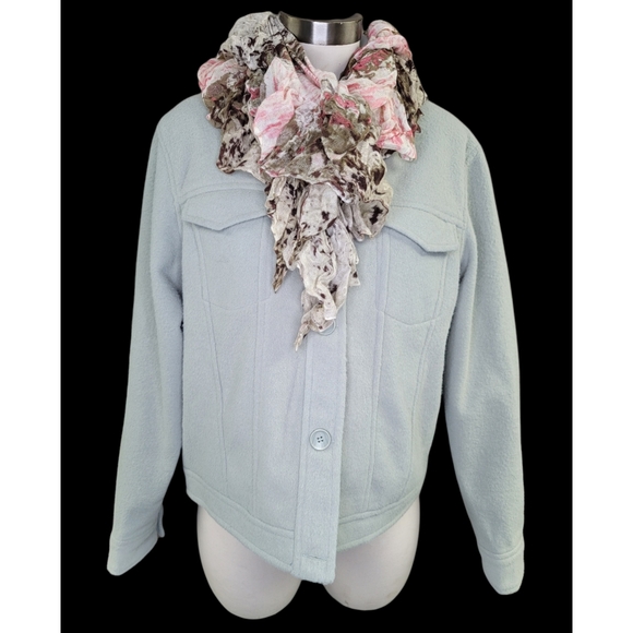 Antrophologie Fleece jacket size L Boxi Shacket sage green color - Picture 12 of 13